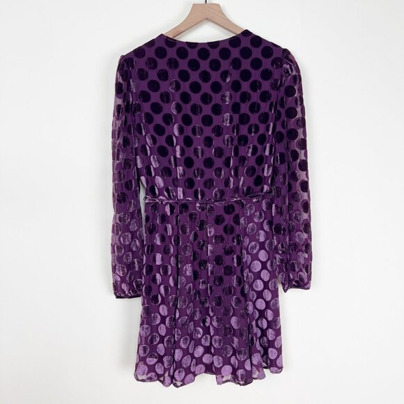 Betsey Johnson Velvet Wrap Mini Dress Velvet Whimsical Fall Winter Wedding Guest - Picture 8 of 9